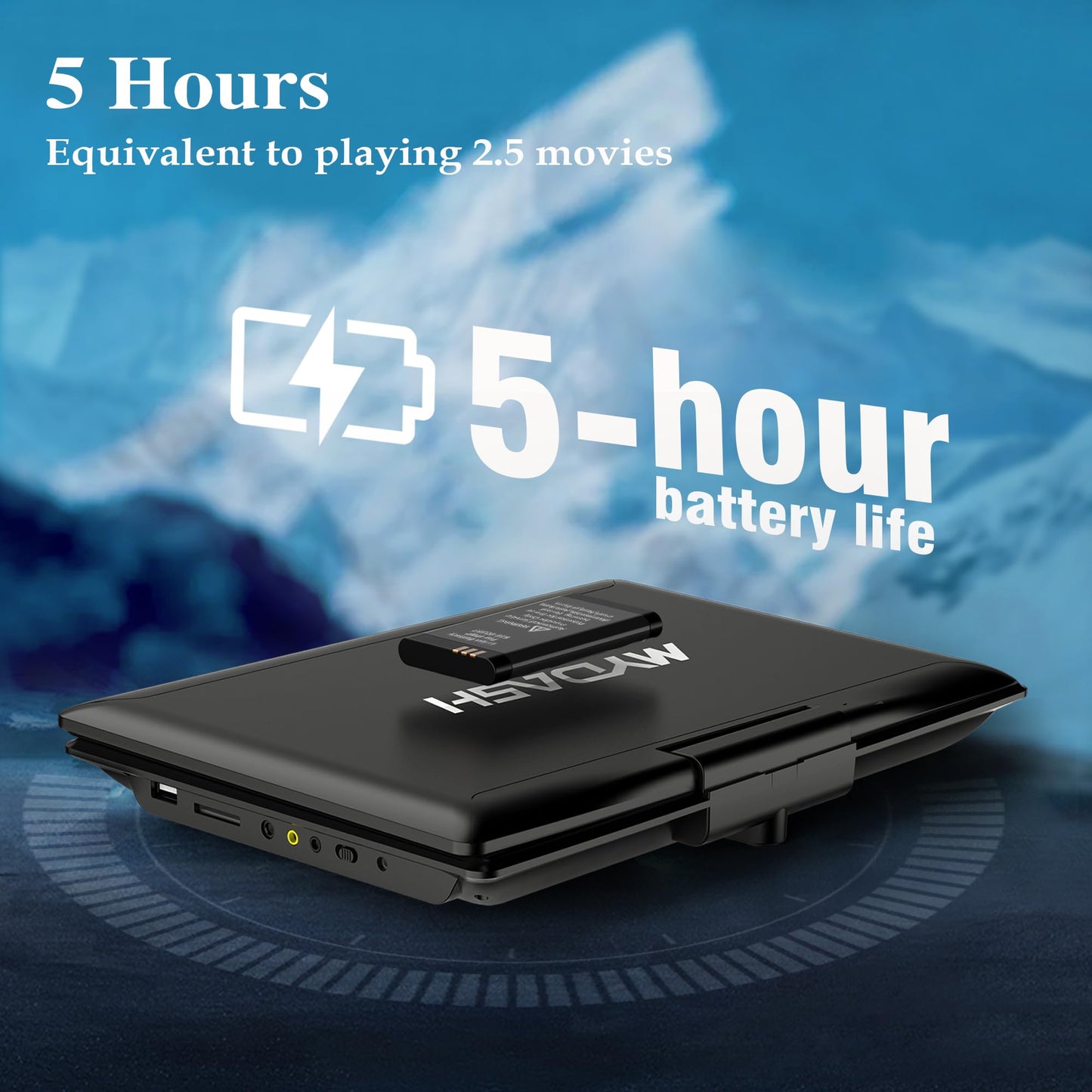 MYDASH 12.5'' Portable  DVD  Player  with  Swivel  Screen – Rechargeable  Car  DVD  Player,  Portable & Travel,  Region‑Free  Personal  DVD  Player  Portable,  USB/SD  Support