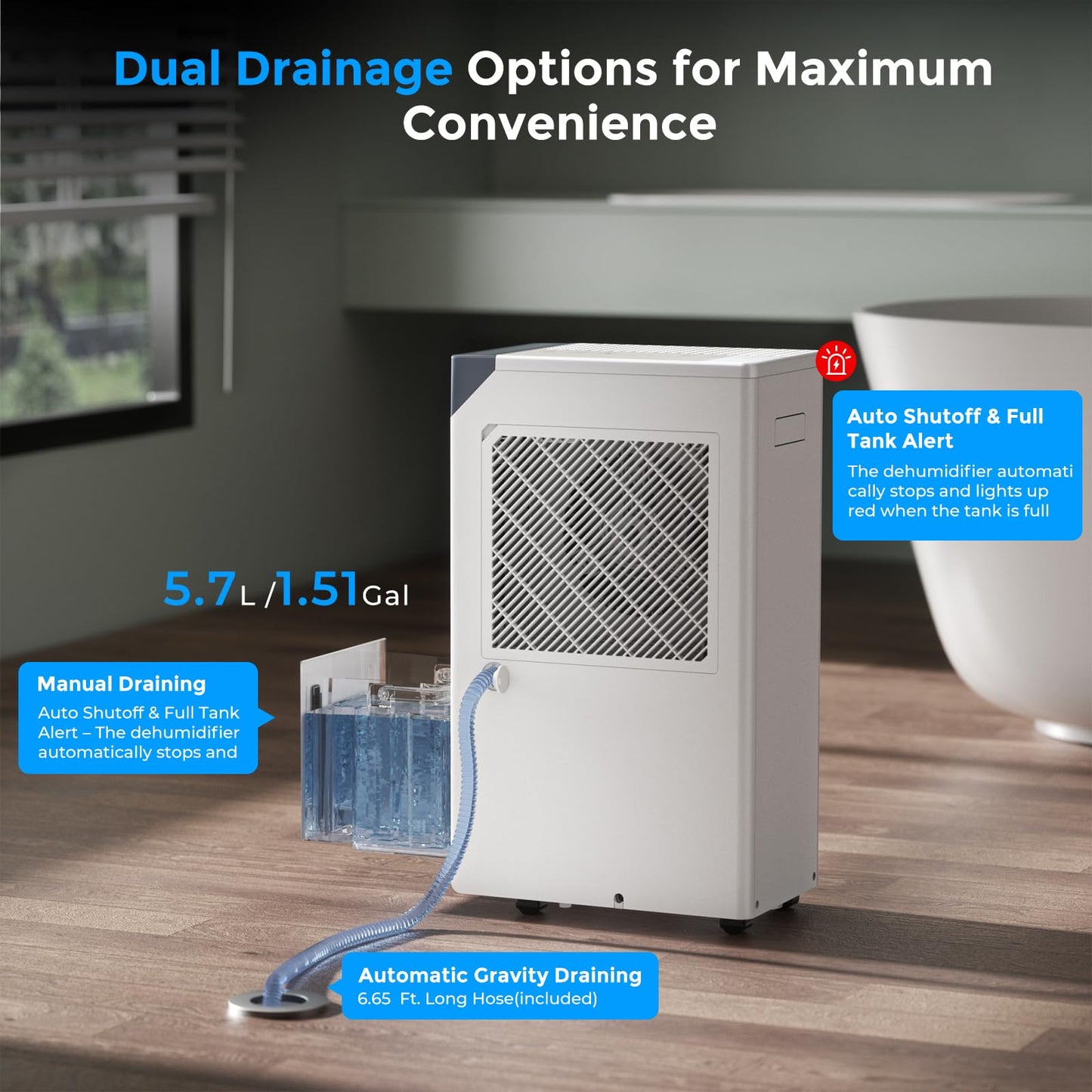 4500 Sq.Ft. Most Efficient Energy Star 2025, Max 80 Pint/D (Standard 52Pint/D) Smart Compressor Dehumidifier with APP/WIFI, Intelligent Humidistat for Basement, Home, Bedroom, Bathroom, Garage (LIBRA)