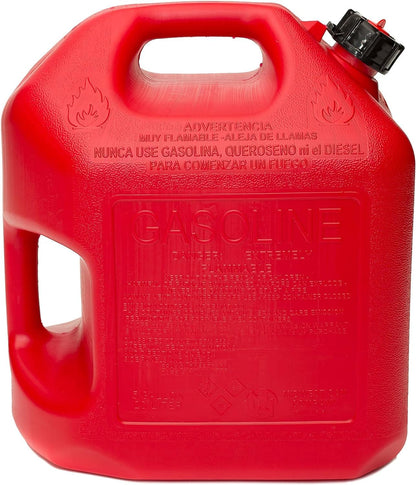 Midwest Can 5610 Safe-Flo Auto Shut Off 5 Gallon Gas Can – Durable Fuel Containers with FlameShield Safety System & Quick-Flow Spout - Red - 4 Pack