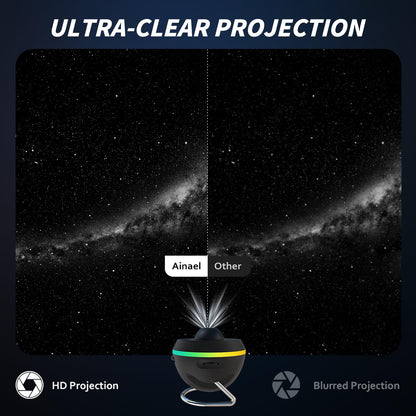 Ainael Galaxy Projector, Star Projector Home Planetarium Space Ceiling Starry Sky Night Light with Light Strip, Meteor and Galaxy Projector for Kid Adult Bedroom Christmas Gift (Black)