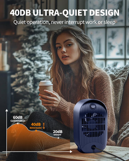 BZGG Space Heater, Electric Heater for Indoor Use, Small Portable Heaters for Office Patio Garage Home Use, Mini Desk Ceramic Heaters with Overheat & Tip-Over Protection
