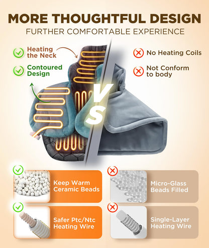 Graphene-Infused Heating Pad 3X Deeper Pain Relief, Weighted Instant Heating Pads for Neck and Shoulders, Heated Wrap w/ 6 Heat Options 4 Auto-Off Timer, Gifts for Mom Women Christmas Birthday