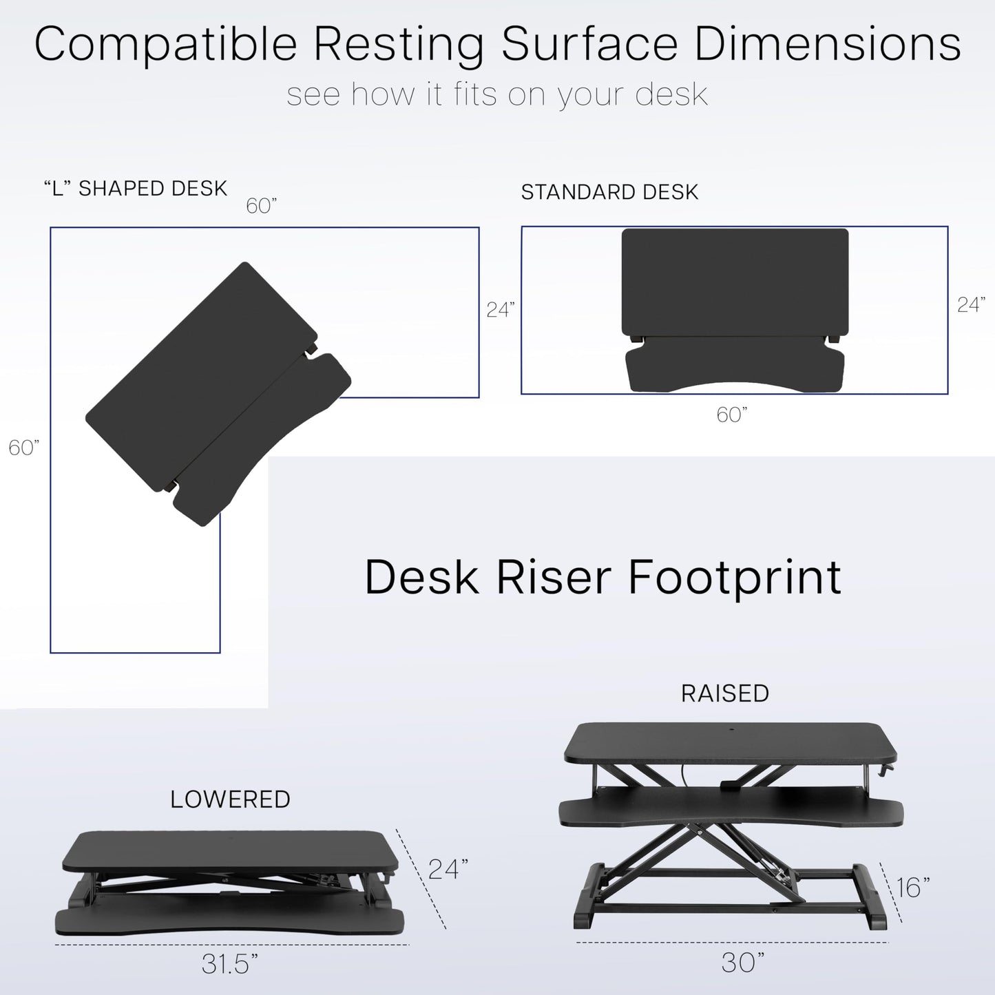 VIVO 32 inch Desk Converter, K Series, Height Adjustable Sit to Stand Riser, Dual Monitor and Laptop Workstation with Wide Keyboard Tray, Black, DESK-V000K