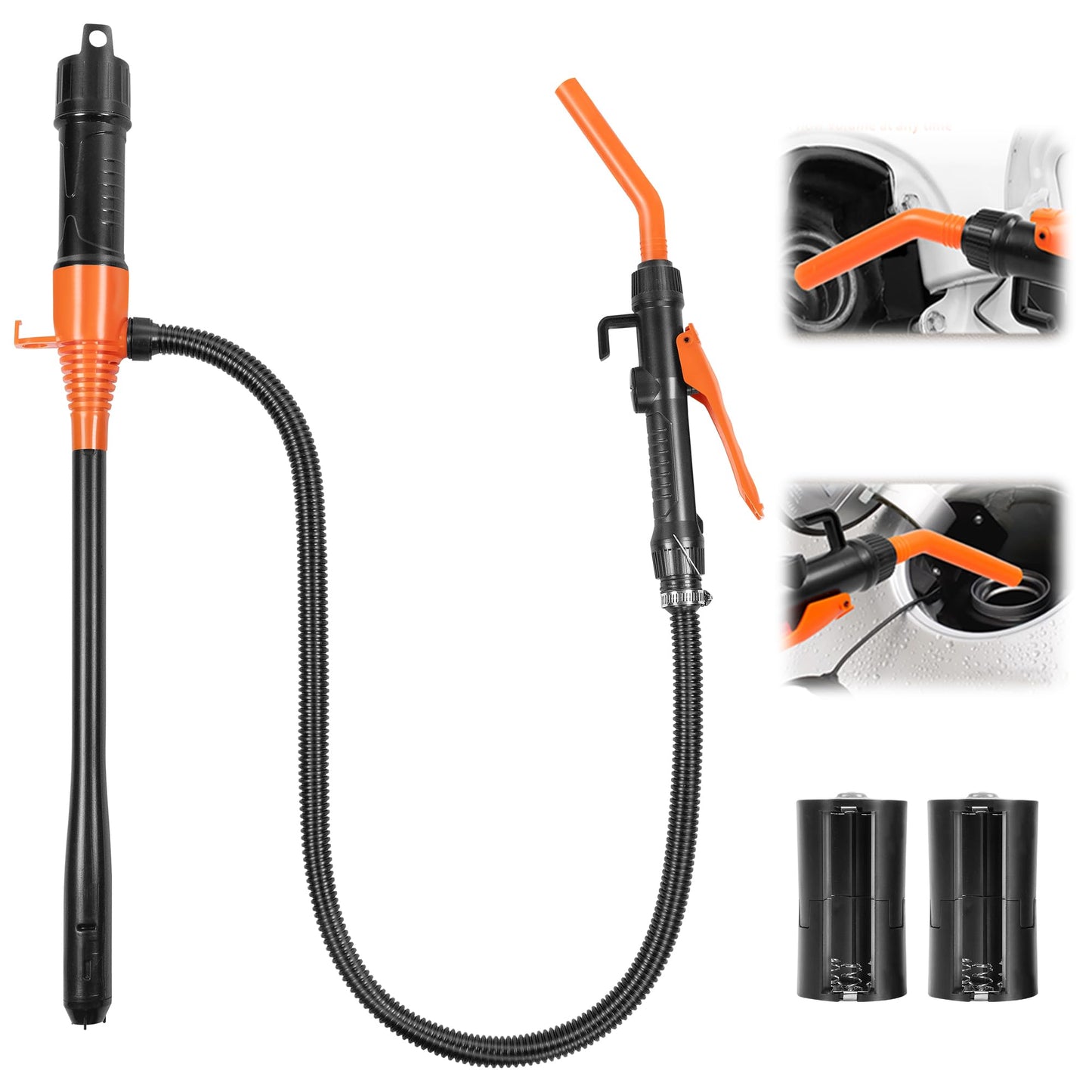 BOLCOWE Portable Power Battery Pump, Battery Powered Siphon Fuel Transfer Pump, Transfer Pump for Gasoline, Fuel Oil, Diesel, Water, Battery Fuel Transfer Pump suitable for Garages and Shops (Orange)