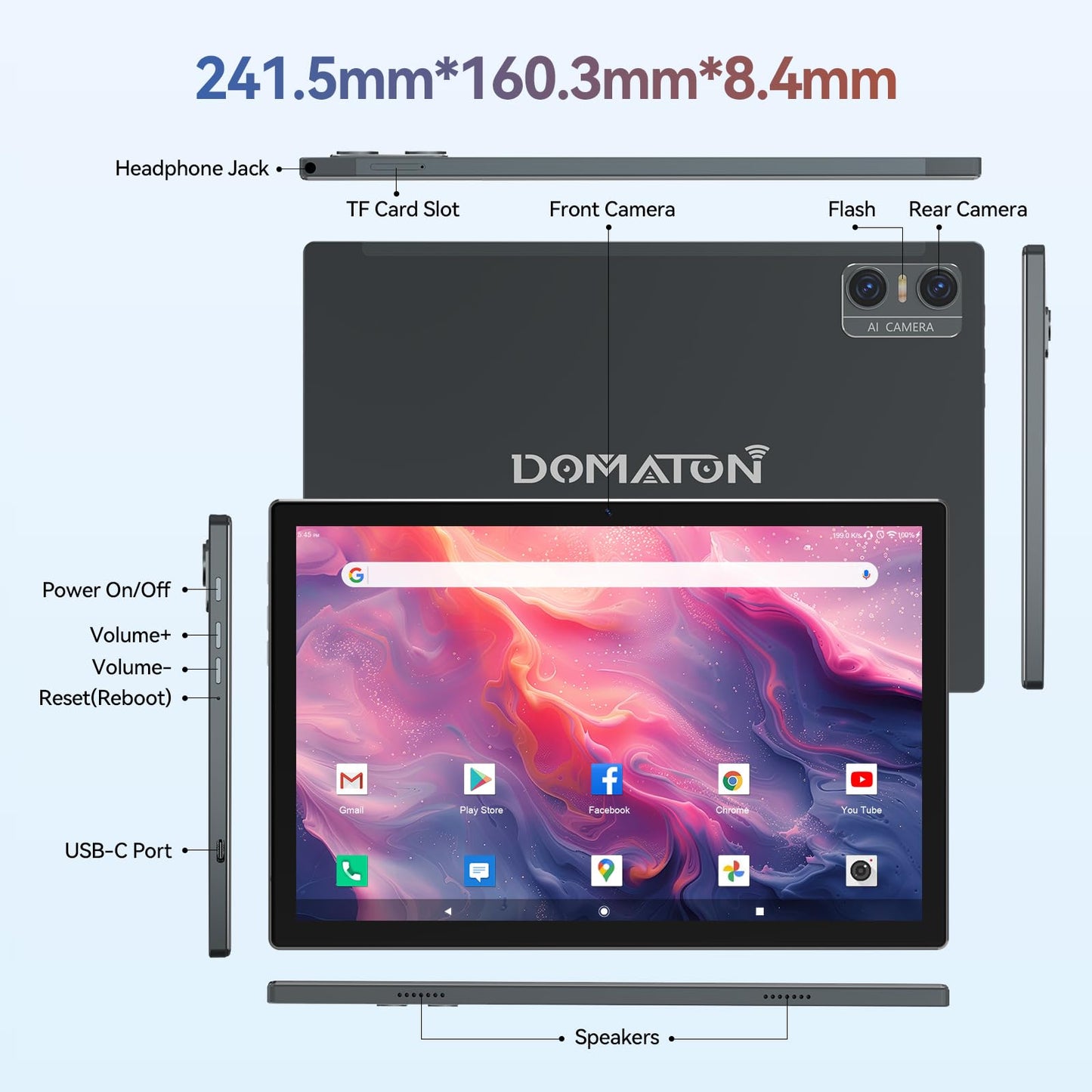 Android 14 Tablet 2025 Latest Tablets, 10 inch Tablet (4+4)GB RAM 64GB ROM 1TB Expand, 2 in 1 Tablets with Keyboard, Case, Stylus, Octa-Core Tableta PC, WiFi 6, Bluetooth, Dual Camera,7000mAh Battery