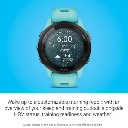 Garmin Forerunner 265 Running Smartwatch, Colorful AMOLED Display, Training Metrics and Recovery Insights, Aqua and Black