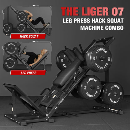 GMWD Leg Press Hack Squat Machine Combo, Leg Exercise Machine with Linear Bearing, Lower Body Special with Weight Storage for Quads, Hamstring, Glutes, Calves, Heavy Duty Home Gym Leg Day Equipment