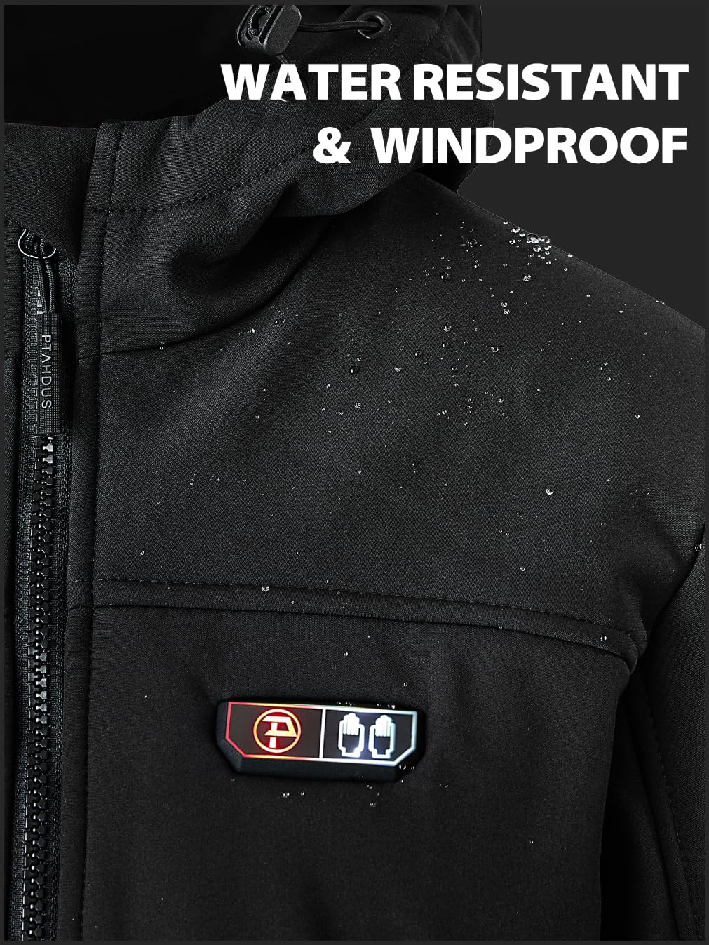 PTAHDUS Women's Heated Jackets 5 Heat Zones Battery Pack Included, with Hand Warmer Pocket(Black, Medium)