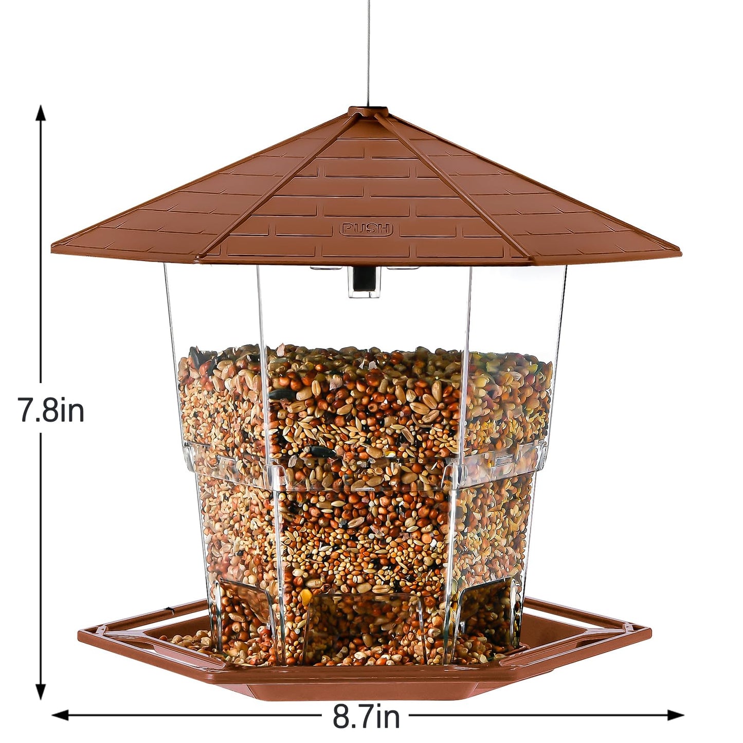 Jealoeur Bird Feeders for Outdoors Hanging Bird Feeder Wild Bird Seed, Brown