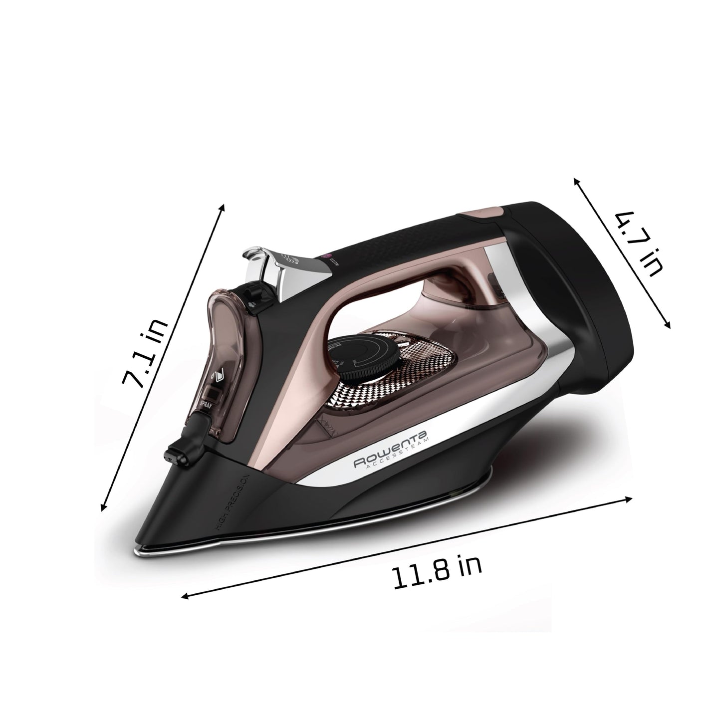 Rowenta Iron Steamer for Clothes, Stainless Steel Soleplate, Iron with Retractable Cord, Black, DW2459