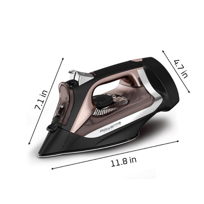 Rowenta Iron Steamer for Clothes, Stainless Steel Soleplate, Iron with Retractable Cord, Black, DW2459