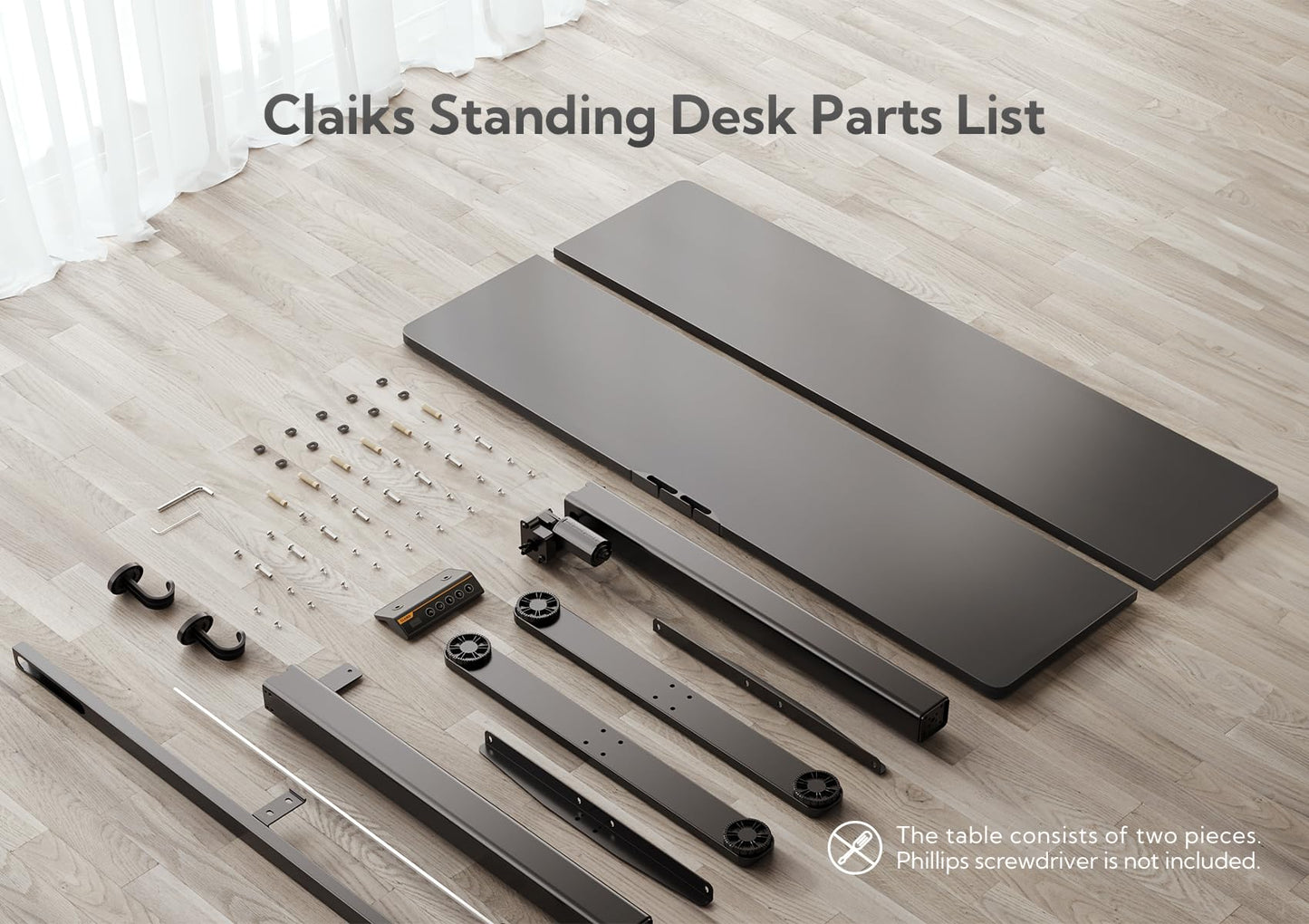 Claiks Electric Standing Desk, Adjustable Height Stand up Desk, 40x24 Inches Sit Stand Home Office Desk with Splice Board, Black Frame/Black Top