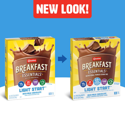 Carnation Breakfast Essentials Light Start Oral Supplement Chocolate 0.705 oz. Packet 64 Ct