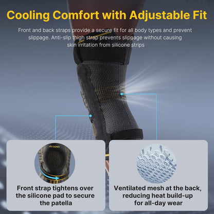 Fit Geno Knee Brace with Side Stabilizers: Breathable Knee Sleeve w/ Patented Patella Gel Pad for Maximum Pain Relief - Ultimate Knee Support and Fast Recovery from Meniscus Tear Arthritis ACL PCL Men & Women (Large)