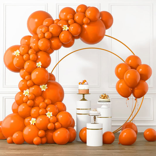 RUBFAC Orange Balloons Different Sizes 105pcs 5/10/12/18 Inch for Garland Arch, Premium Party Latex Balloons for Birthday Party, Baby Shower, Wedding, Gender Reveal, Graduation Party Decoration