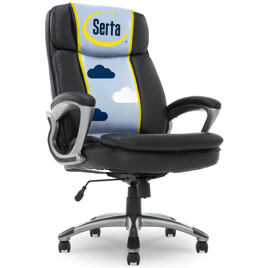 Serta Fairbanks Big and Tall High Back Executive Office Ergonomic Gaming Computer Chair with Layered Body Pillows, Contoured Lumbar Zone, Black
