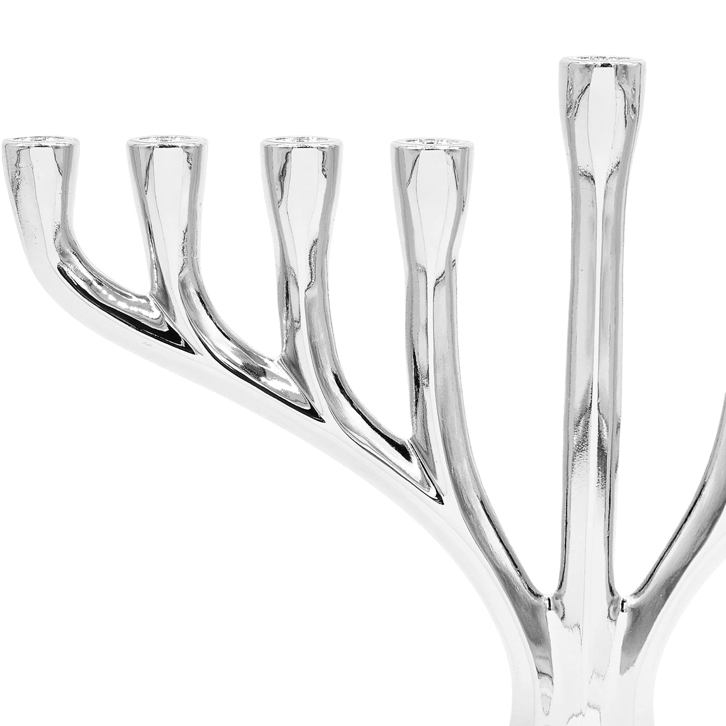 The Dreidel Company Contemporary Hanukkah Menorah, Polished, Non-tarnishing, Holds Most Hanukkah Candles (Silver)