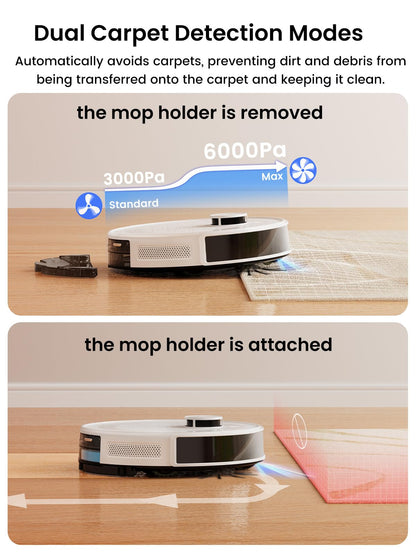 Lefent M2 Plus Robot Vacuum and Mop Combo,190° PSD Obstacle Avoidance,LIDAR Navigation,40-Day Capacity,Powerful Suction,Perfect for Pet Hair,140 Min Runtime, WiFi/App/Alexa