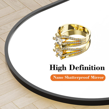 DUMOS Arched Full Length Mirror with Stand 64"x21" Floor Standing Aluminum Frame for Bedroom Body Hanging Leaning Modern Simple Home Decor Shatter-proorf Nano Glass Wall Living Room Cloakroom Black