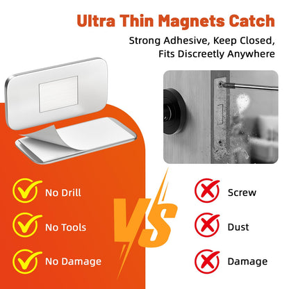 Jiayi 6 Pack Ultra Thin No Drill Magnetic Cabinet Door Catch, Adhesive Stainless Steel Drawer Door Cabinet Magnets to Stay Closed, Cabinets Latches for Kitchen, Bathroom, Closet, RV Doors Closure