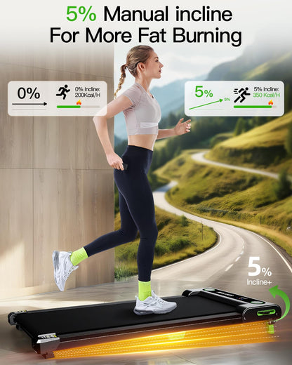 Walking Pad with Incline, Akluer Incline Walking Pad Treadmill for Home, 2.5 HP Under Desk Treadmill Small with Remote Control, Walking Pad Small Treadmill with LED Display