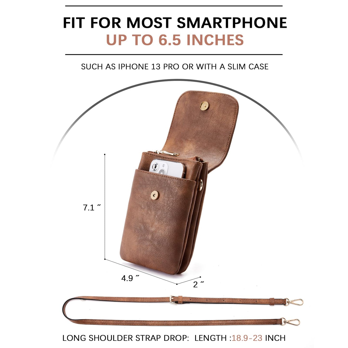 BOSTANTEN Vegan Leather Small Crossbody Bags for Women Designer Cell Phone Bag Wallet Purses Adjustable Strap Retro Brown