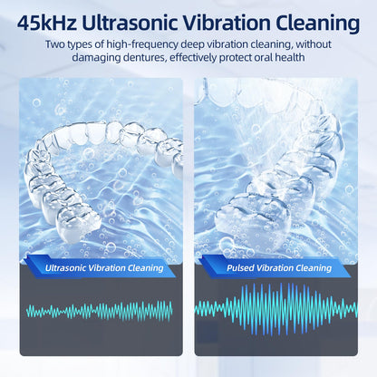 Ultrasonic Retainer Cleaner, Retainer Cleaner Machine for Dentures, Mouth Guards, Braces, Toothbrush Heads, Jewelry with 200ML Capacity, 45kHz Retainer Cleaning, 4 Modes for All Dental Appliances