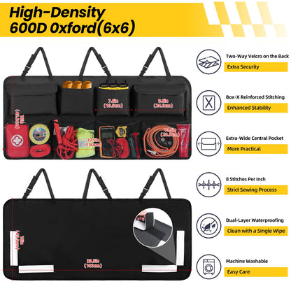 Snuopfy Car Trunk Organizer, Backseat Hanging Organizer with 8 Large Storage Bag Super Capacity -Trunk Organizer for SUV,Truck,Van -Your Space Saving Expert