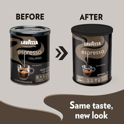 Lavazza Espresso Ground Coffee, Medium Roast, 100% Arabica, 8 oz Tin (Pack of 4)