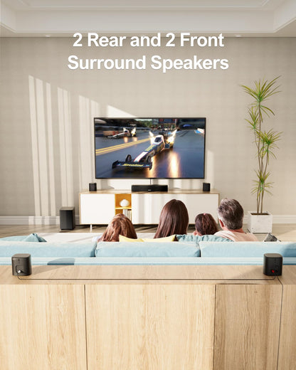 ULTIMEA 7.1ch Virtual Surround Sound Bar, Sound Bar for Smart TV with 4 Surround Speakers, Peak Power 330W, Surround Sound System for TV, App Control, TV Soundbar with Subwoofer, Opt/AUX/BT, Aura A40