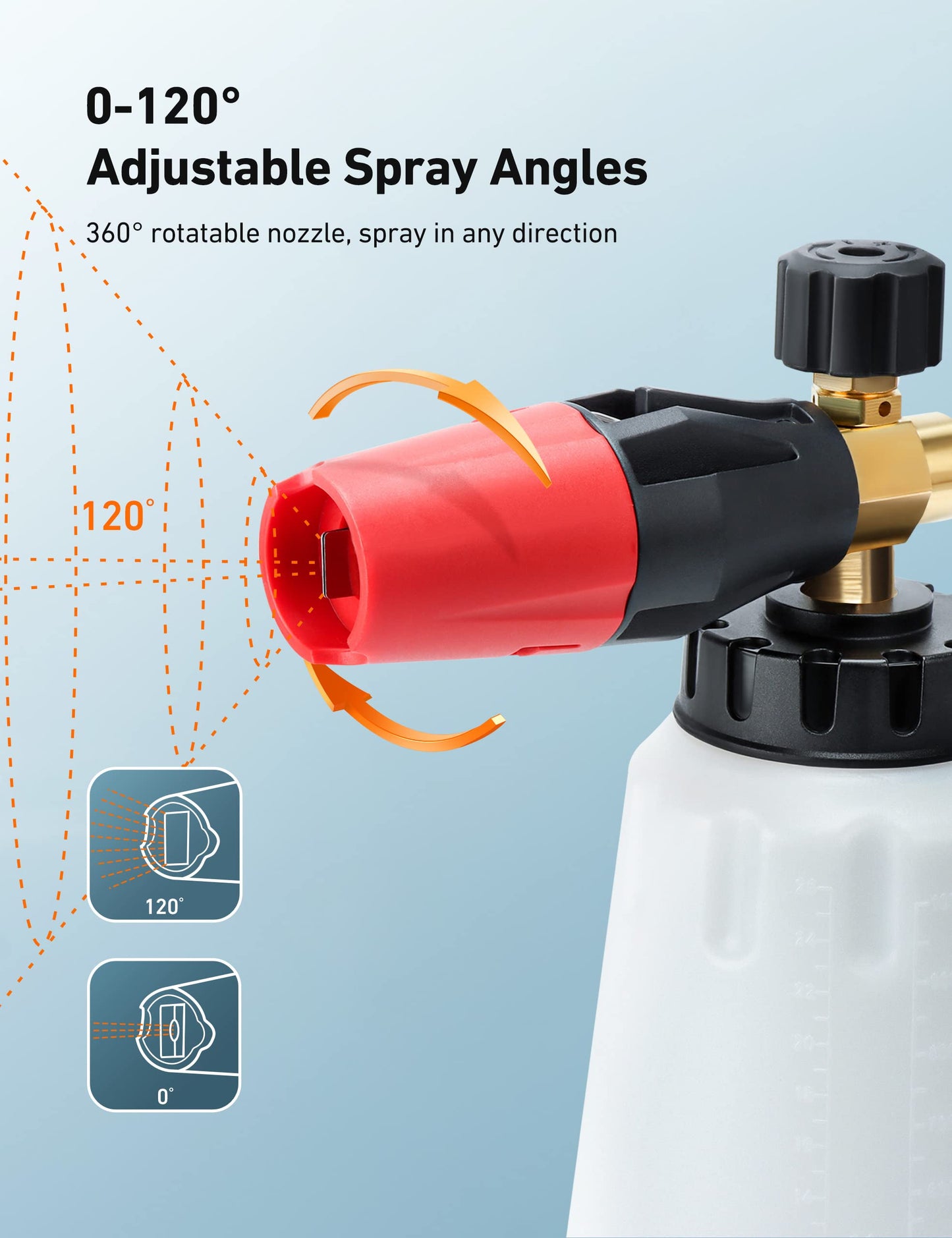 AstroAI Big Mouth Foam Cannon with 5 Pressure Washer Nozzle Tips,1/4 Inch Quick Connector,1 Liter Bottle