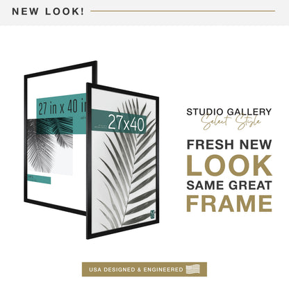 MCS Studio Gallery 27x40 Poster Frame Black Woodgrain, Vertical & Horizontal Wall Hanging Large Picture Frame for Photos, Posters & Art Prints (1-Pack)