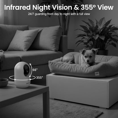 INFIYA 360 Cameras for Home Security-Indoor Camera Monitoring Baby/Nanny with 2K High Resolution & One-Tap Call, 24-7 Local Storage, Compatible with Alexa/Google Home, K7 4Pack (2.4GHz Wi-Fi Only)