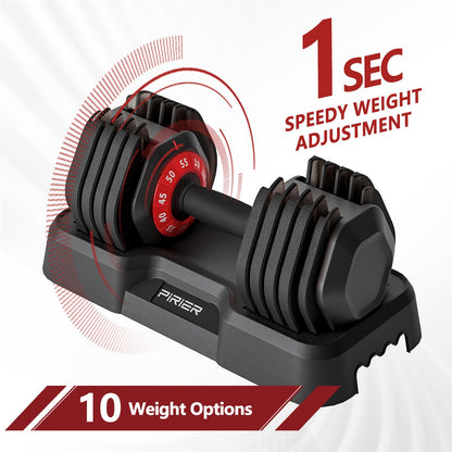 Adjustable Dumbbell 55LB Single Dumbbell Weight, 10-in-1 Weight Dumbbell with Anti-Slip Metal Handle and Bicep Supports for Comprehensive Full Body Strength Training