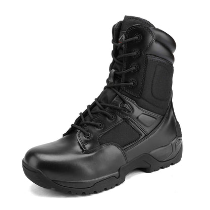 NORTIV 8 Mens Military Tactical Work Boots Side Zip 8 Inches Hiking Motorcycle Combat Boots Black Size 8.5 M US Response