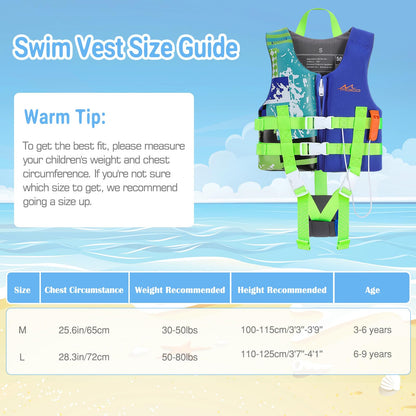 MoKo Swimming Vest for Kids 17.6-77 lbs, Clearance Children Swim Vests Water Activity Equipment Cute Pattern Watersports Swimming Device for Toddlers Boys Girls, S/M/L Size