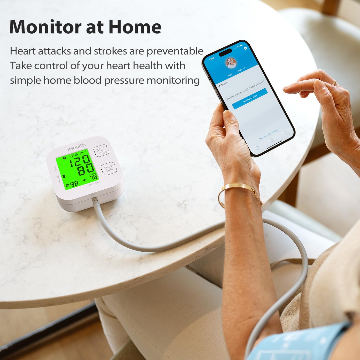 iHealth Track Smart Upper Arm Blood Pressure Monitor with Wide Range Cuff That fits Standard to Large Adult Arms, Bluetooth Compatible for iOS & Android Devices