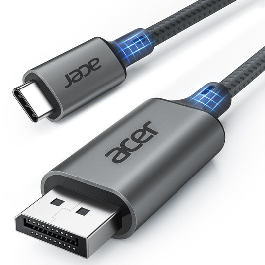 acer USB C to DisplayPort Cable 6.6 FT (4K@60HZ 2K@165Hz), Type-C to DisplayPort Cord (Sturdy Aluminum, Plug & Play) Thunderbolt 3/4/5 Compatible with MacBook Pro/Air, iPhone 16 Pro/Max, XPS, Surface