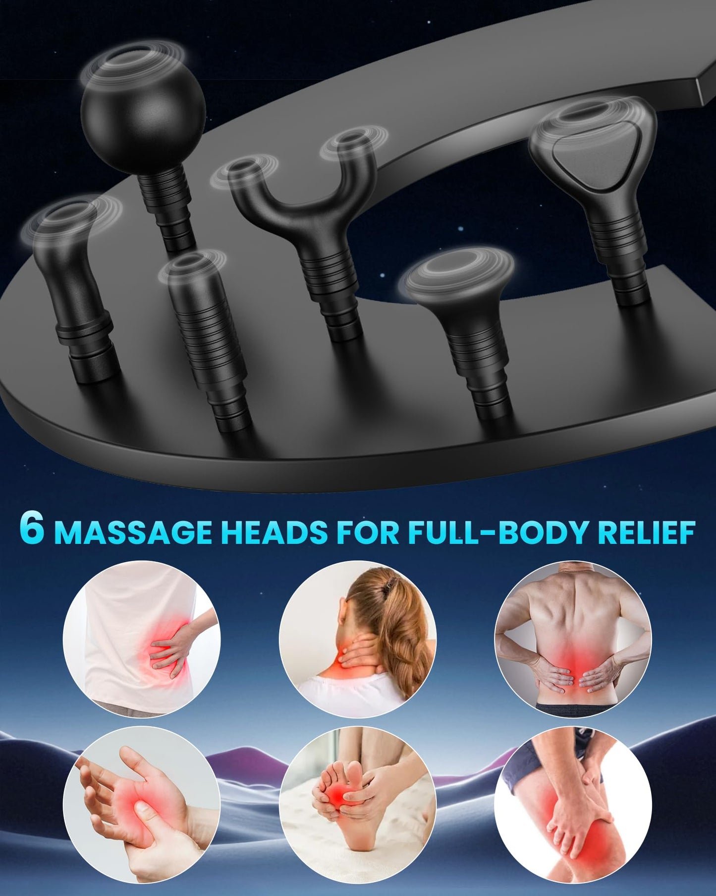CAMEFER Deep Tissue Massage Gun, Portable Percussion Electric Muscle Massager for Pain Relief, Handheld Massagers with 30 Speeds & 6 Attachments for Back and Neck, Gifts for Men Women