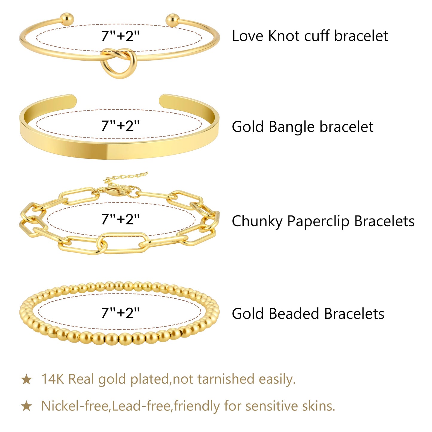 Reoxvo Gold Stack Bracelets for Women 14K Gold Plated Bangle Cuff Bracelet Set for Women Dainty Gold Charm Bracelets Jewelry Accessories Gifts for Women Trendy Stuff