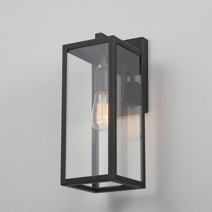 GLOBE Electric 44837 1-Light Outdoor Indoor Wall Sconce, Brushed Dark Bronze, Clear Glass Shade, Back Porch Lights, Front Patio, Garage Fixture, Exterior Lighting for House