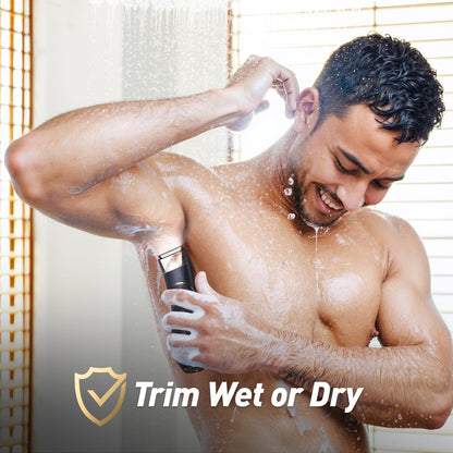 LGTGH Body Hair Trimmer for Men: Pubic Hair Trimmer with Mirror & LED Light - Electric Ball Shavers with Ceramic Blades & Travel Lock - Body Groomer IPX7 Waterproof Wet/Dry Use for Groin/Legs/Chest
