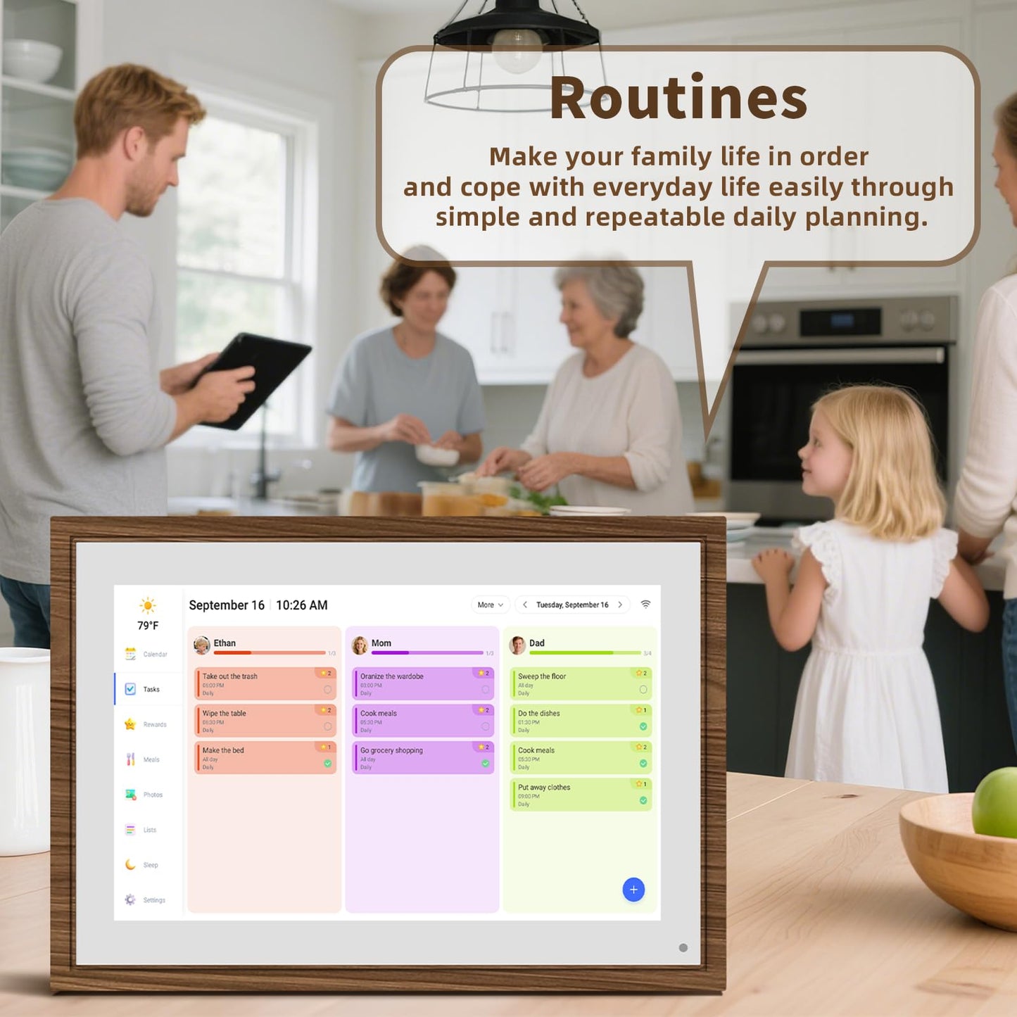 10.1 Inch Digital Calendar Chore Chart with Touchscreen - Full HD Interactive Display, Wall & Desk Mountable Family Planner, to-Do List & Meal Planner, Digital Picture Frame Gifts for Women Mom