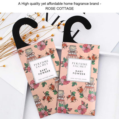 ROSE COTTAGE Large 12 Packs Baby Powder Hanging Closet Deodorizer Air Freshener Long Lasting Scented Sachets Smell Goods for House