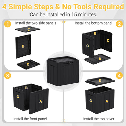 Greesum 31 Gallon Resin Deck Box Large Outdoor Storage for Patio Furniture, Garden Tools, Pool Supplies, Weatherproof and UV Resistant, Lockable, Dark Black