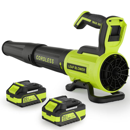 Leaf Blower Cordless with 2× 4.0Ah Batteries and Charger, 560CFM & 180MPH Lightweight Leaf Blower, 2 Speed Electronic Control, 20V Electric Blower for Driveway, Lawn & Yard Care