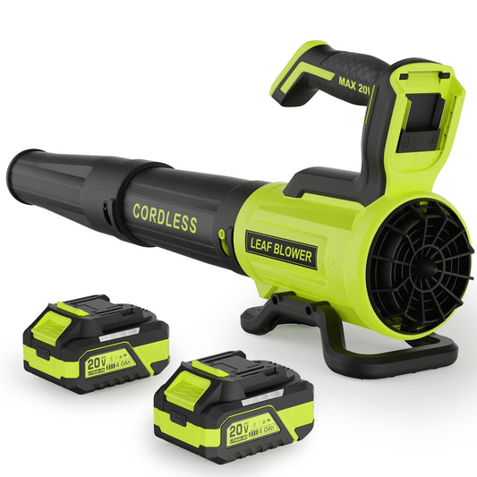 Leaf Blower Cordless with 2× 4.0Ah Batteries and Charger, 560CFM & 180MPH Lightweight Leaf Blower, 2 Speed Electronic Control, 20V Electric Blower for Driveway, Lawn & Yard Care