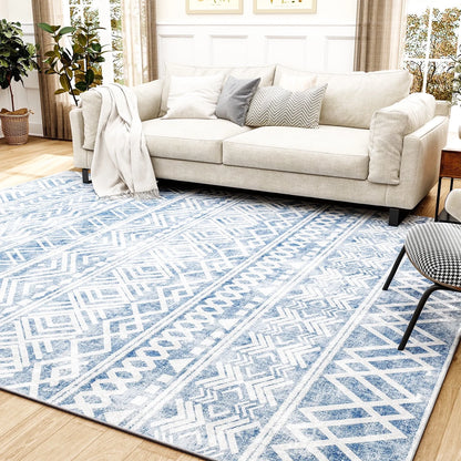 SIXHOME 5'x7' Area Rugs for Living Room Washable Rugs Boho Large Area Rug Modern Geometric Neutral Carpet and Area Rugs for Home Decor Foldable Non Slip Bedroom Rugs Gray