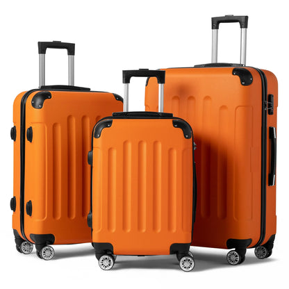 Zimtown Hardside Lightweight Spinner Orange 3 Piece Luggage Set with TSA Lock