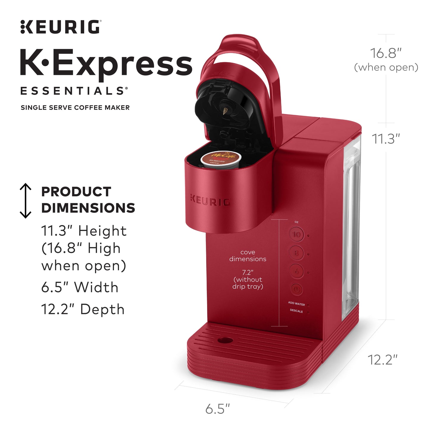 Keurig K-Express Essentials Red Single-Serve K-Cup Pod Coffee Maker